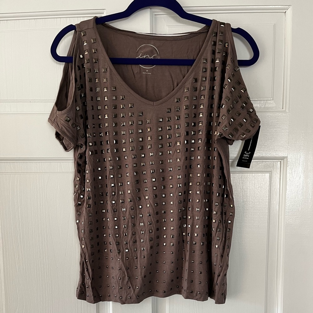 NWT INC studded cold shoulder top